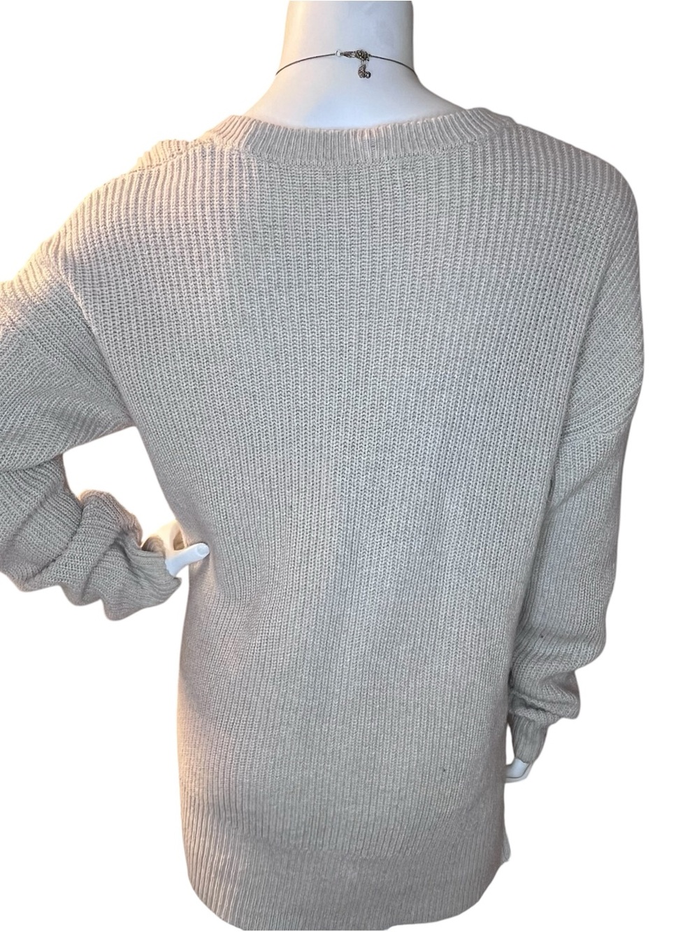 Madewell Neutral Beige Ribbed Thompson Pocket Crew Neck Sweater Minimalist - Picture 4 of 10